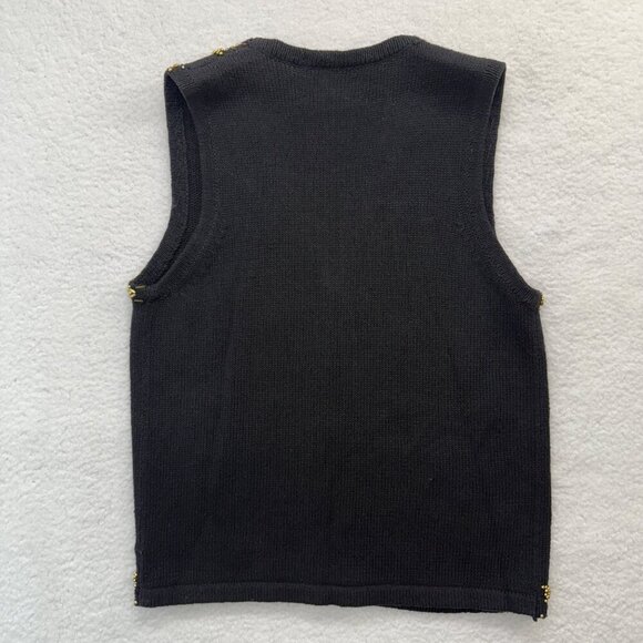 VTG Beaded Sweater Vest Christmas Holiday Teachercore Grandma Womens Black S* - Picture 9 of 15